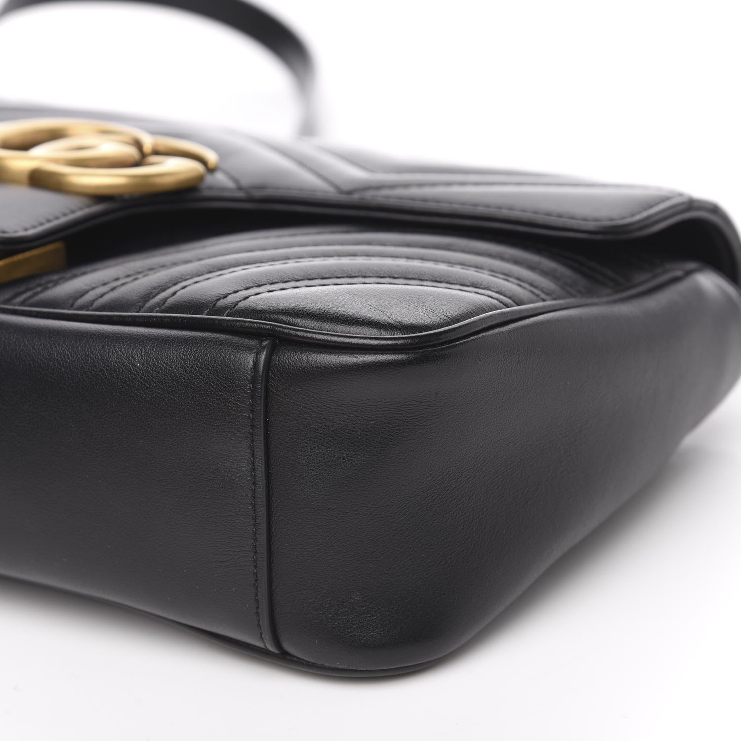 Gucci Calfskin Matelasse Small GG Marmont Shoulder Bag Black 11 of 13