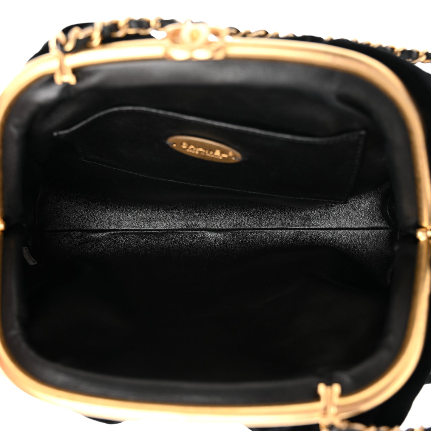 Velvet Enamel CC Kiss Lock Clutch Black