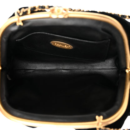Chanel Velvet Enamel CC Kiss Lock Clutch Black 5 of 12