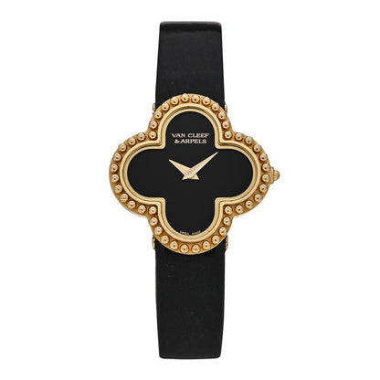 Van Cleef & Arpels 18K Yellow Gold Satin Onyx 26mm Alhambra Quartz Watch 1 of 5