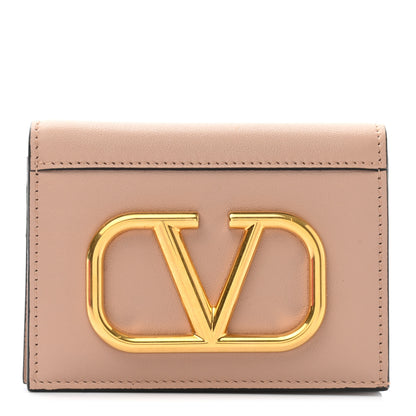 Valentino Garavani Calfskin Vlogo French Flap Wallet Rose Cannelle 1 of 9