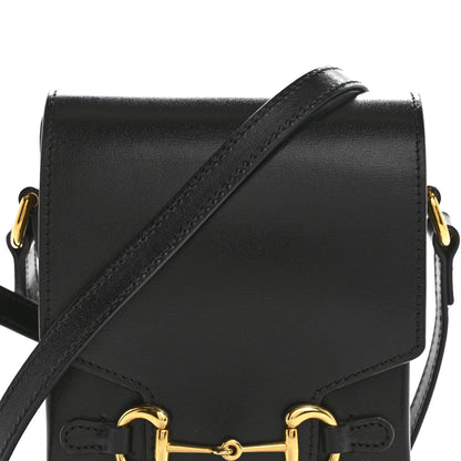Gucci Boarded Plutone Calfskin Mini Horsebit 1955 Crossbody Bag Black 8 of 10