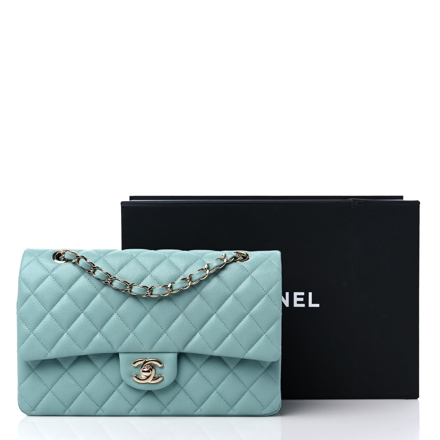 Chanel Caviar Quilted Medium Double Flap Light Blue 9 of 9