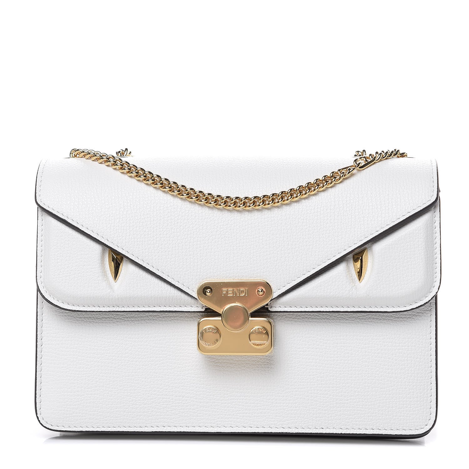 Fendi Vitello Vienna Glazed Fabric FF 1974 Monster Eyes Small Bag Bug Chain Bag Ice Tobacco Moro 1 of 10
