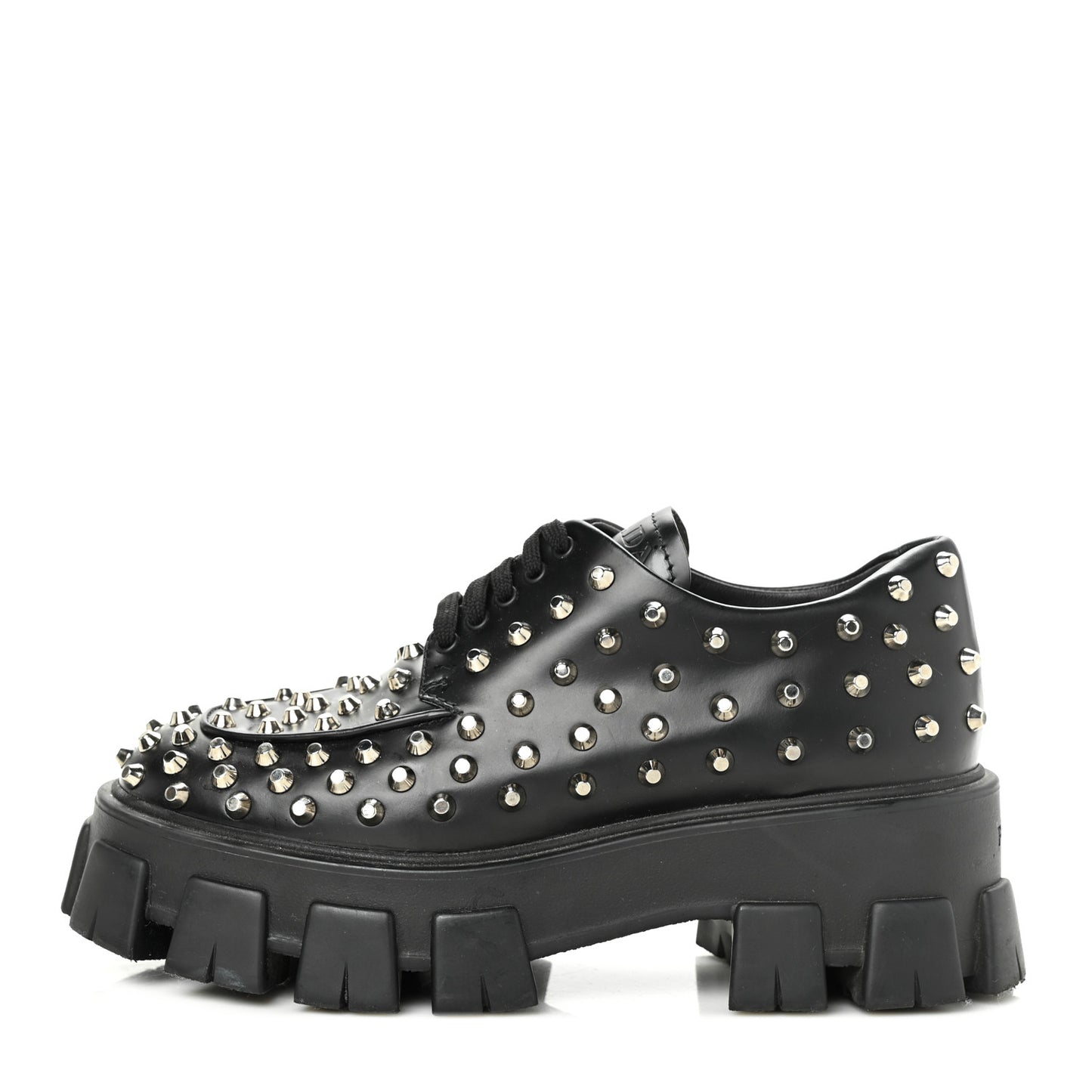 Spazzolato Rois Studded Lace Up Monolith 55mm Derby Loafers 37.5 Black