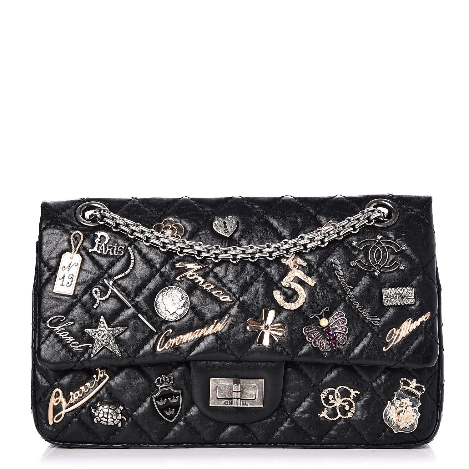 Chanel Aged Calfskin Lucky Charms 2.55 Reissue 225 Flap Black 1 of 8