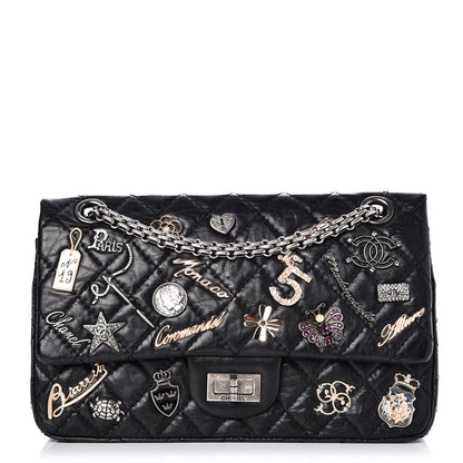 Chanel Aged Calfskin Lucky Charms 2.55 Reissue 225 Flap Black 1 of 8