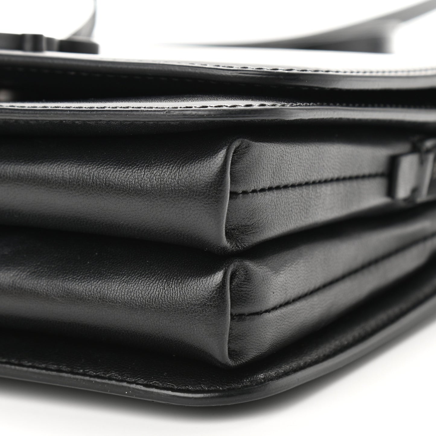 Shiny Box Calfskin Small B Bag Black
