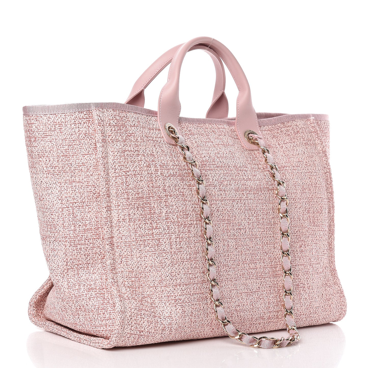 Straw Lurex Large Deauville Tote Pink
