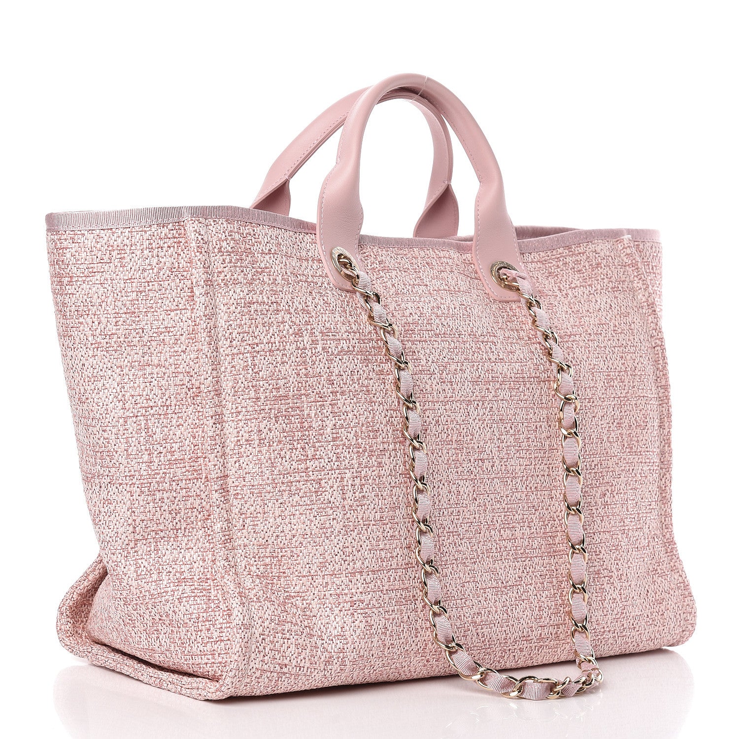 Chanel Straw Lurex Large Deauville Tote Pink 3 of 10