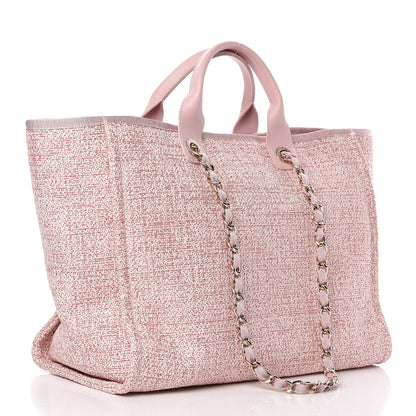 Chanel Straw Lurex Large Deauville Tote Pink 3 of 10