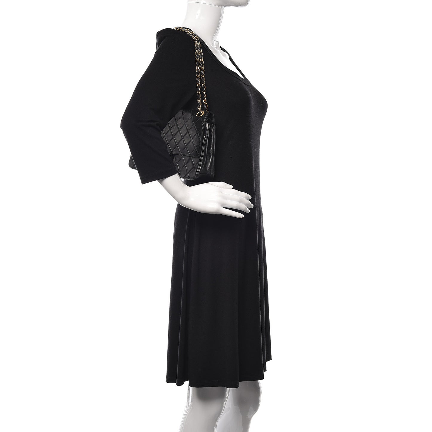 Lambskin Quilted Medium Double Flap Black