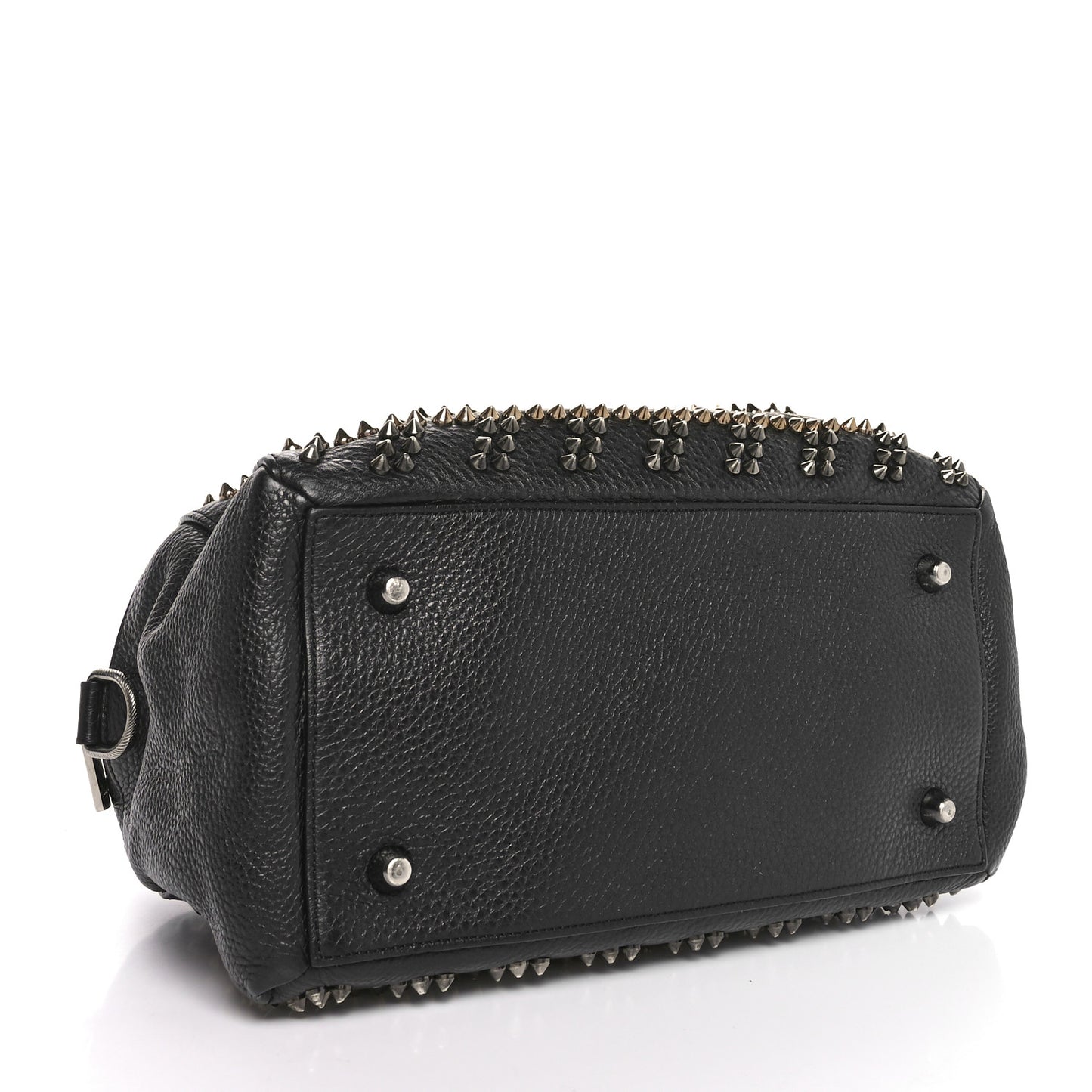 Calfskin Mix Chevron Spikes Small Panettone Bowling Bag Black