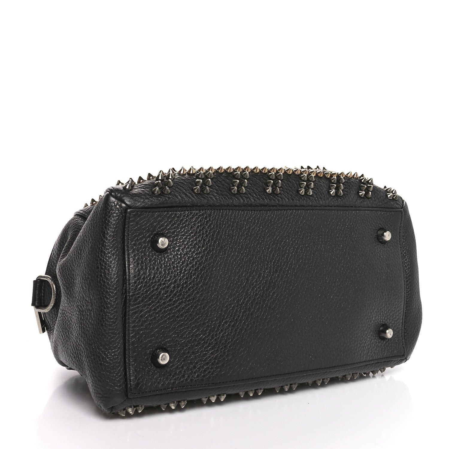 Christian Louboutin Calfskin Mix Chevron Spikes Small Panettone Bowling Bag Black 4 of 9