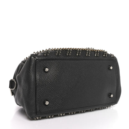 Christian Louboutin Calfskin Mix Chevron Spikes Small Panettone Bowling Bag Black 4 of 9
