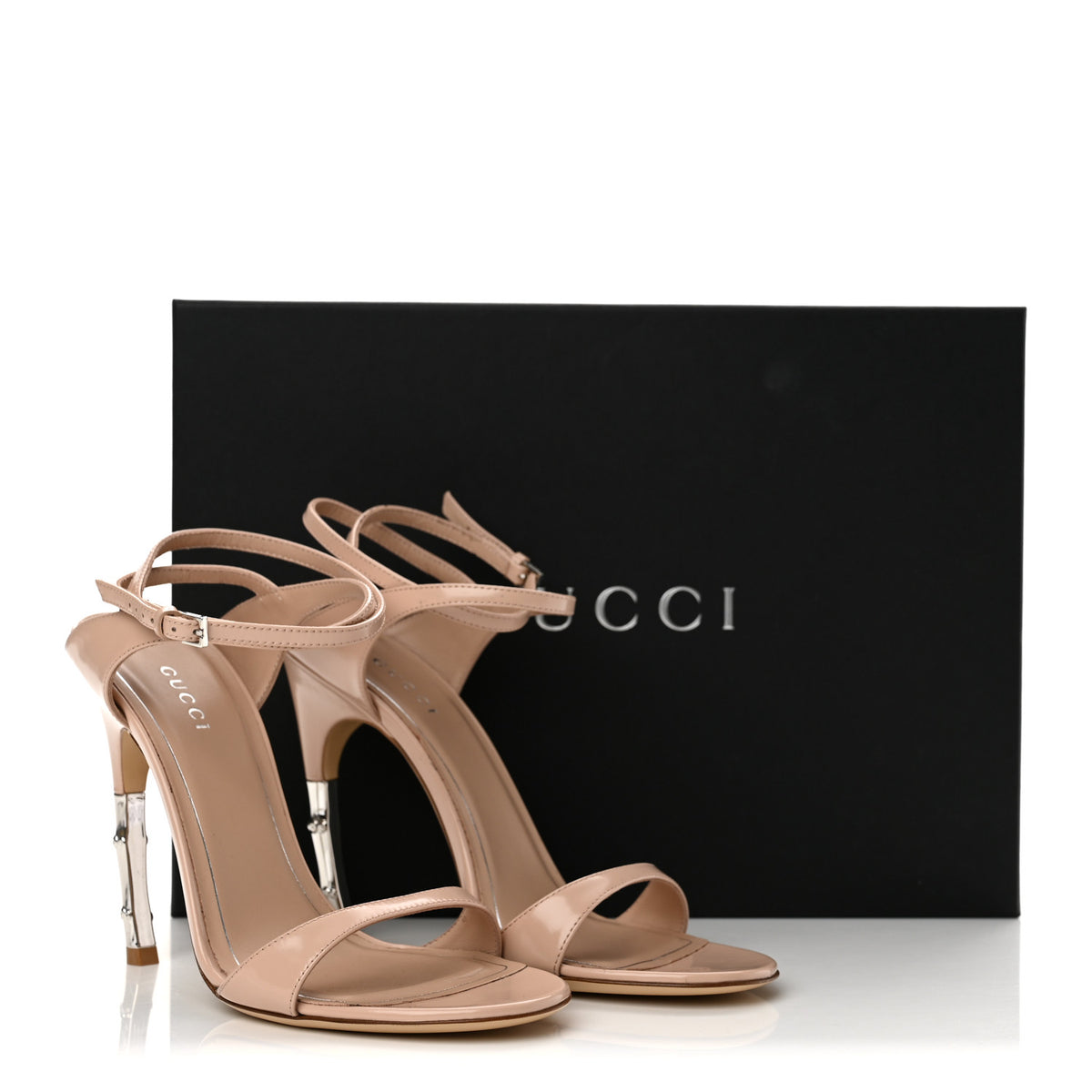 Gucci Shiny Calfskin Castello Bamboo Heel Sandals 36.5 New Pink 9 of 9