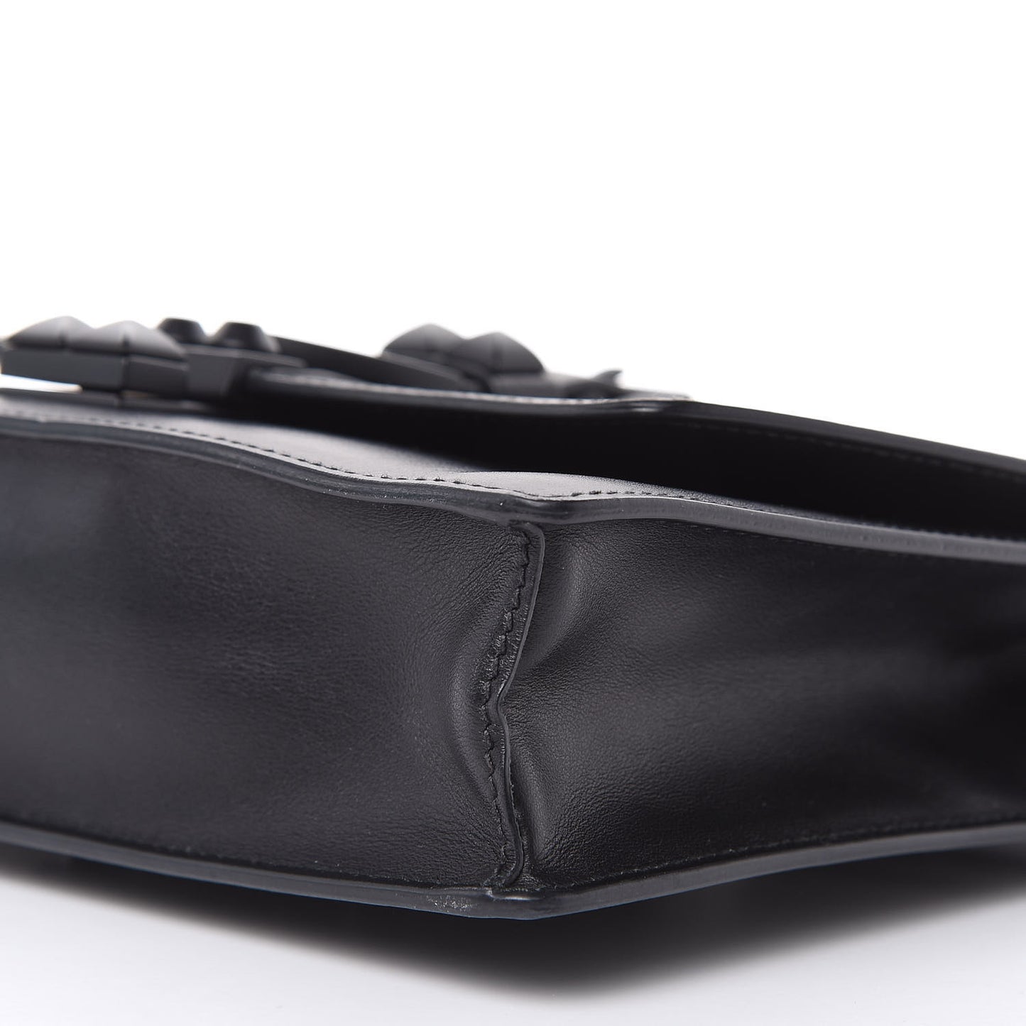 Saffiano City Calfskin Monochrome Studded Large Elektra Shoulder Bag Black