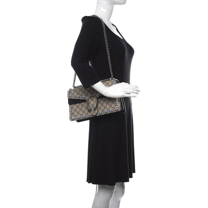 Gucci GG Supreme Monogram Crystal Small Dionysus Shoulder Bag Black 2 of 13