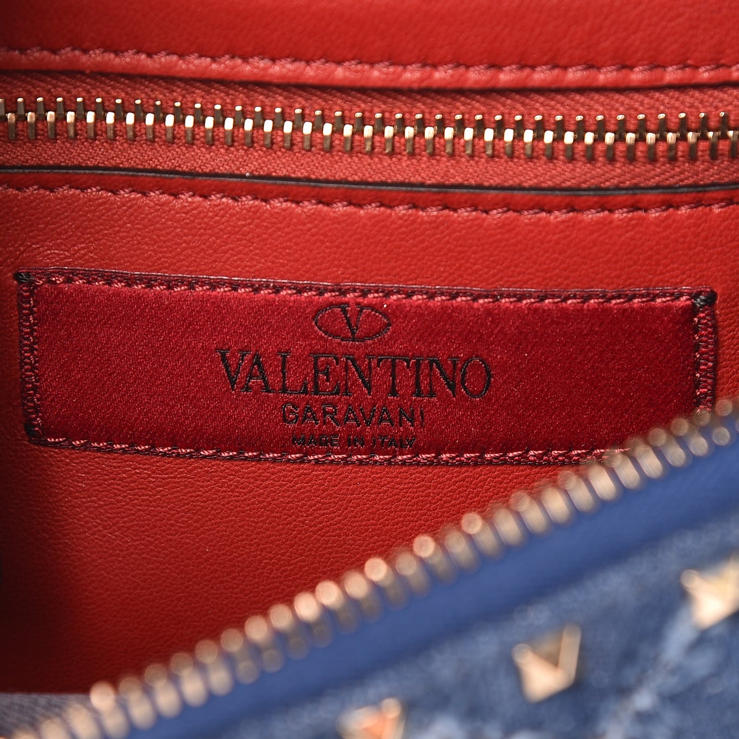 Denim Rockstud Spike Belt Bag 95 Denim