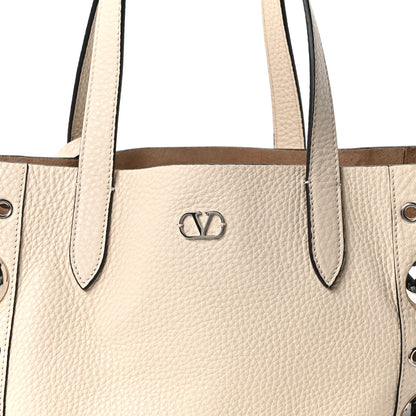 Valentino Garavani Grainy Calfskin Studded Small Nellcote Shopping Tote White 7 of 9