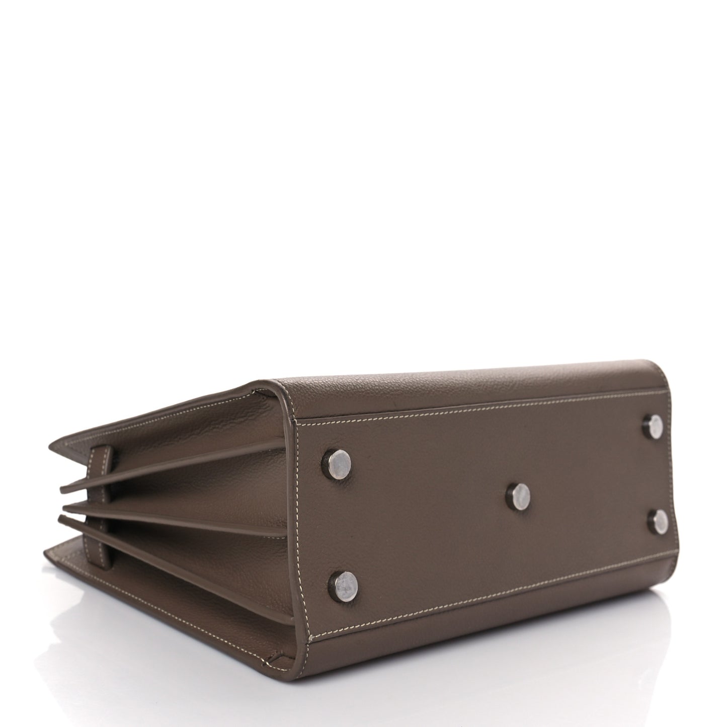 Grained Calfskin Topstich Baby Sac De Jour Taupe