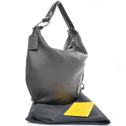 Fendi Calfskin Romano Selleria Biga Hobo Dark Brown 2 of 10