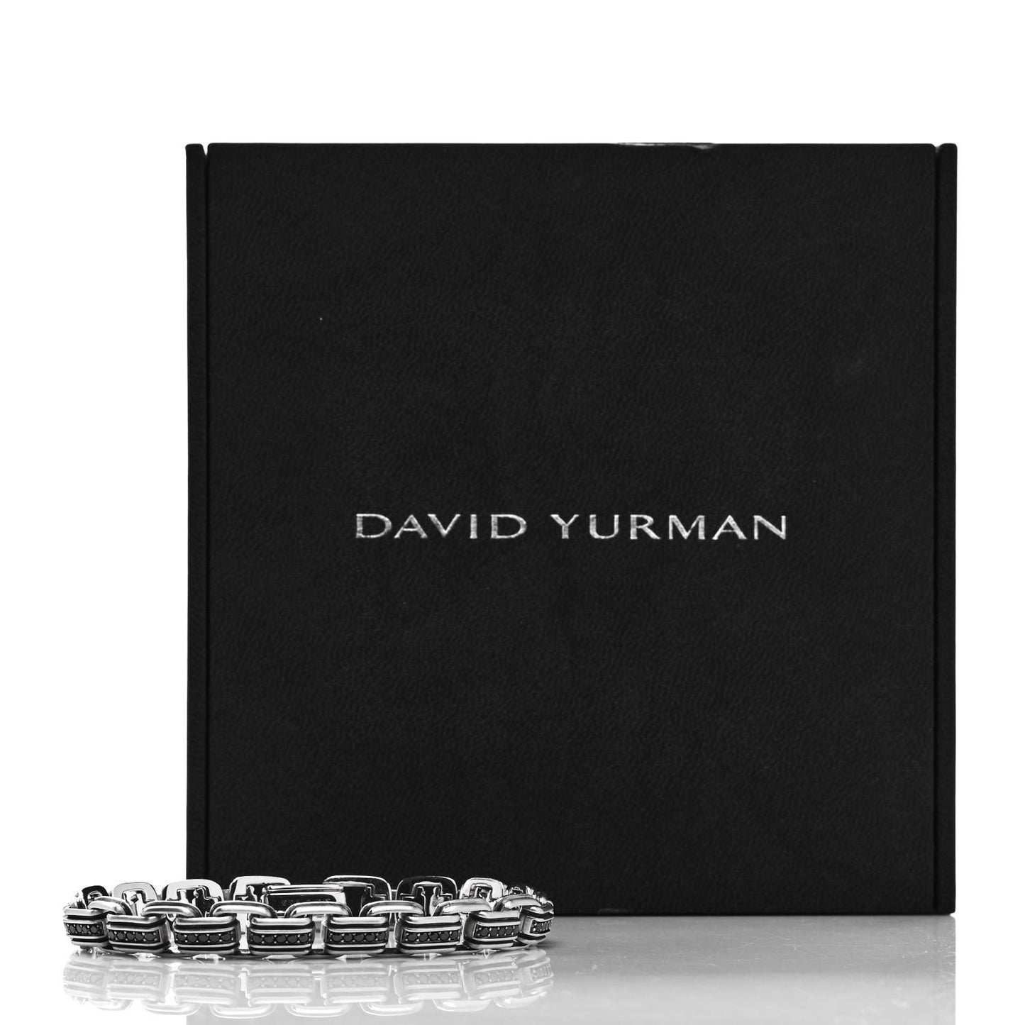 Sterling Silver Black Diamond Deco Pave Chain Link Bracelet