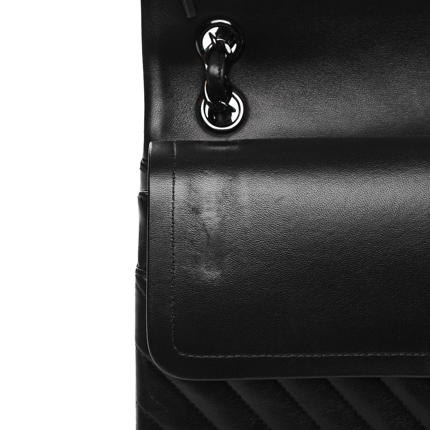 Lambskin Chevron Quilted Jumbo Double Flap So Black