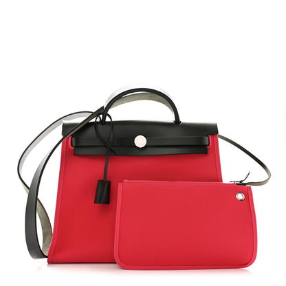 Hermes Toile Officer Vache Hunter Herbag Zip 31 PM Rose Extreme Kaki 3 of 12