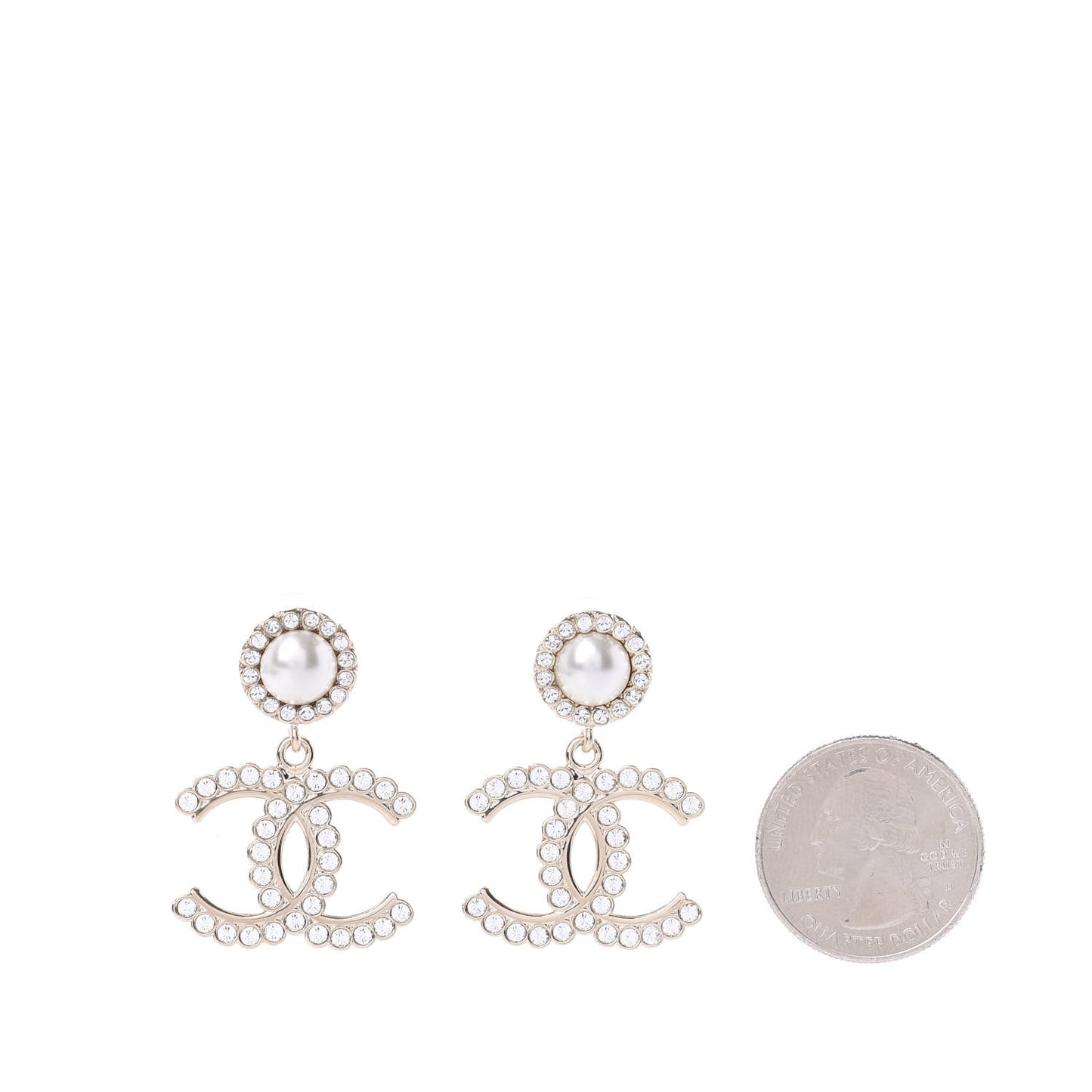 Crystal Pearl Bow-tiful CC Drop Earrings Gold