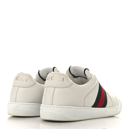 Gucci Calfskin Embossed GG Monogram Web Womens Screener Sneakers 39 White Green 4 of 9