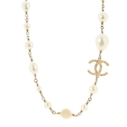 Chanel Irregular Pearl CC Short Necklace Gold 1 of 5