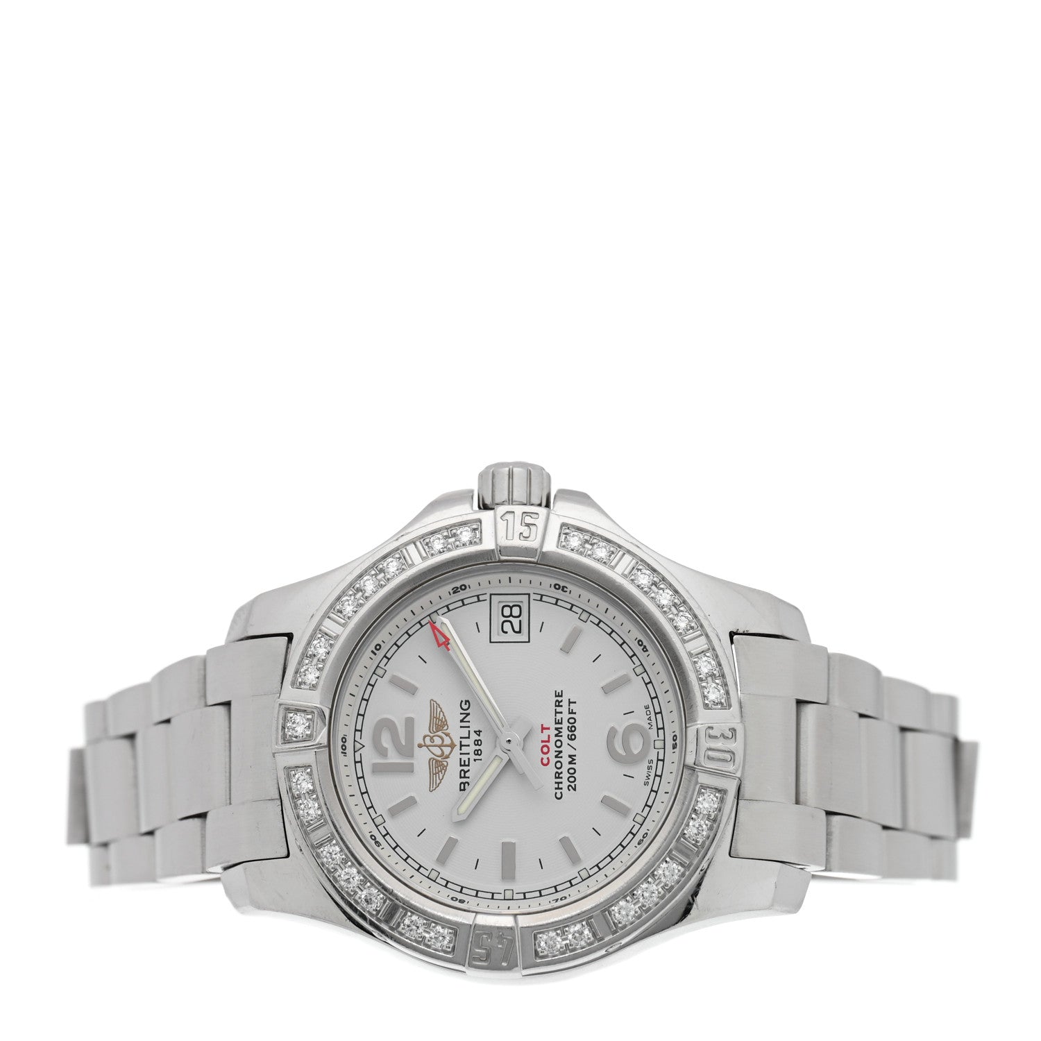 Breitling Stainless Steel Diamond Bezel 33mm Colt Lady Quartz Watch White A7738853 2 of 4