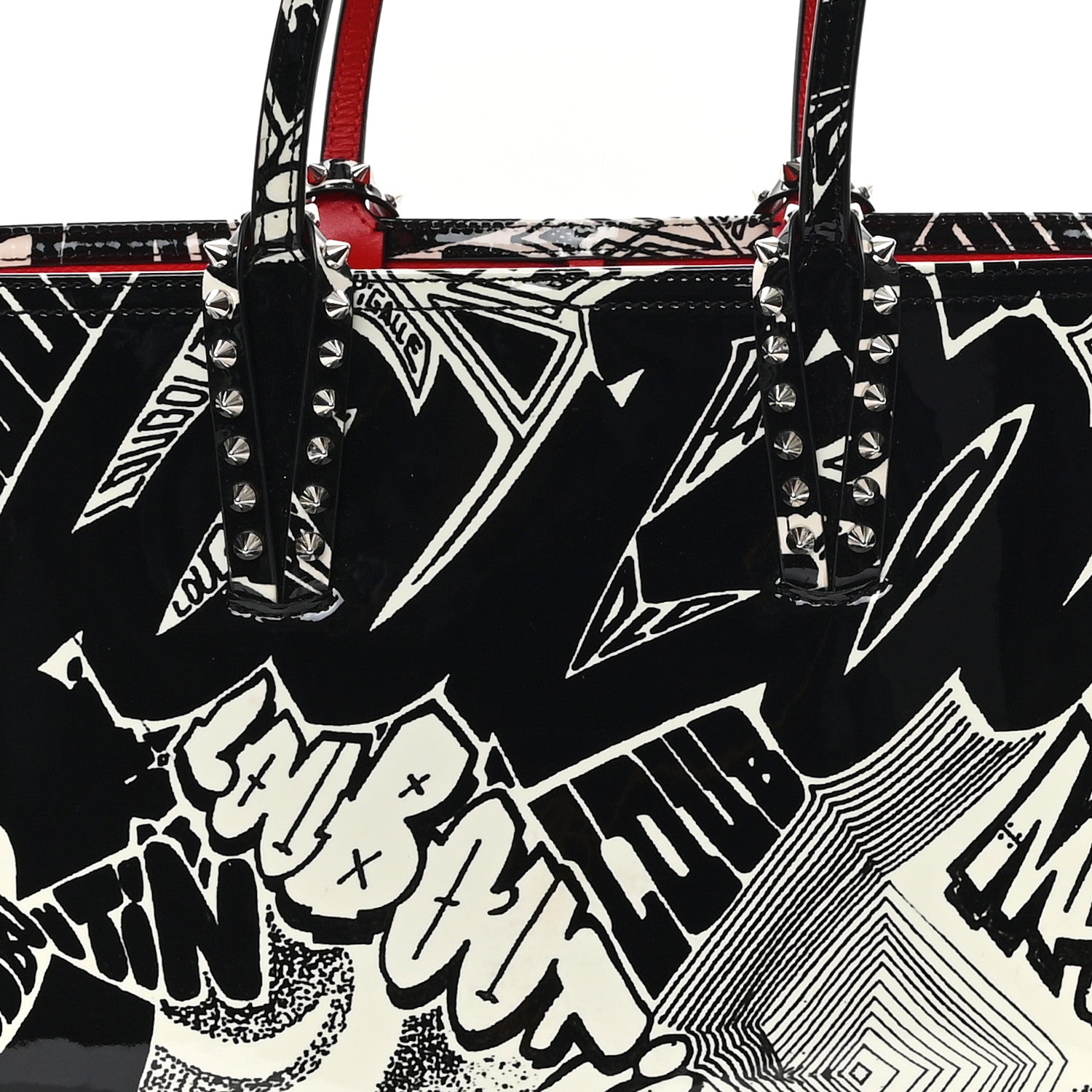 Christian Louboutin Patent Metro Graf Spikes East West Cabata Tote Black 9 of 11