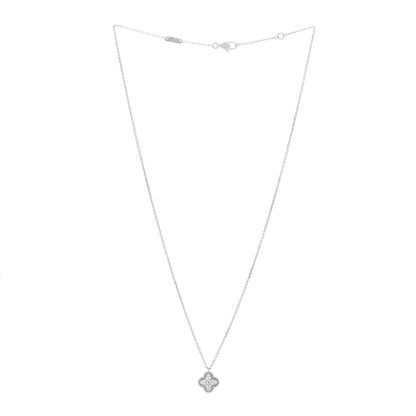 Van Cleef & Arpels 18K White Gold Diamond Sweet Alhambra Pendant Necklace 3 of 4
