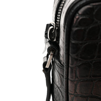 Saint Laurent Calfskin Crocodile Embossed Monogram Lou Camera Bag Black 14 of 18