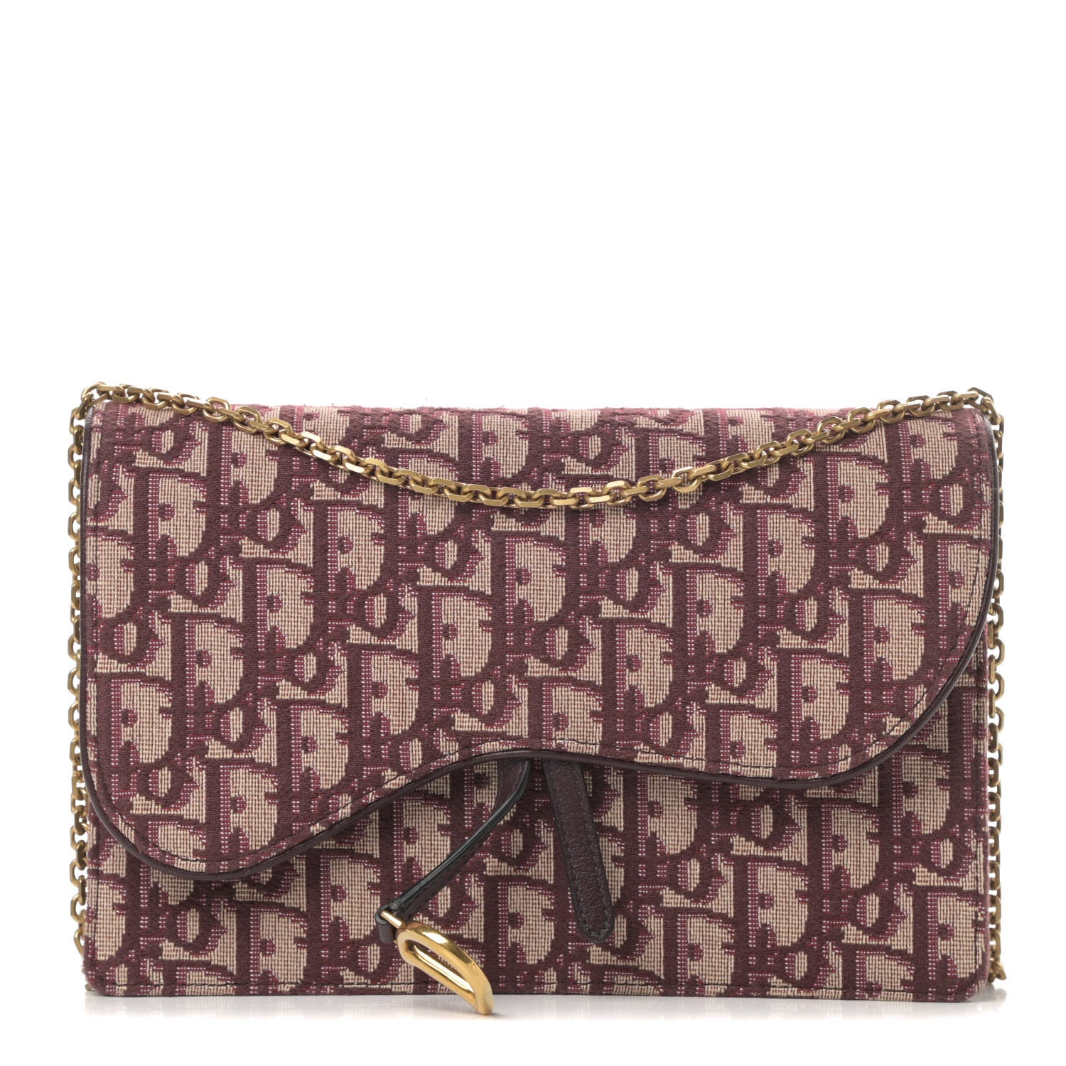Christian Dior Oblique Saddle Chain Pouch Burgundy 1 of 11