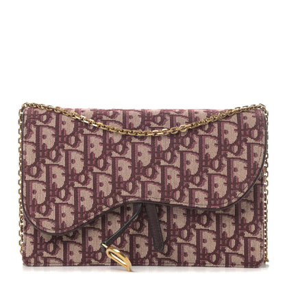Christian Dior Oblique Saddle Chain Pouch Burgundy 1 of 11