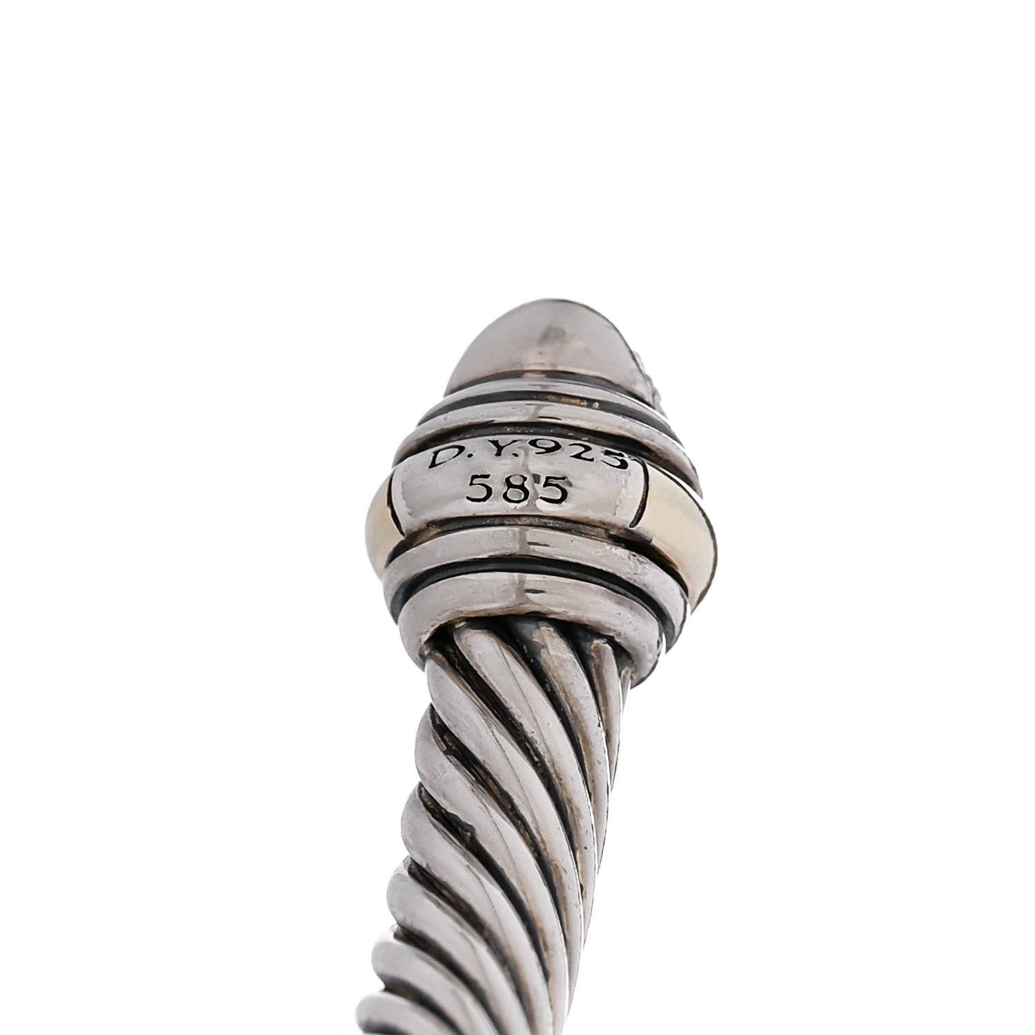 David Yurman Sterling Silver 14K Yellow Gold Diamond 5mm Cable Classics Bracelet 4 of 4