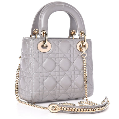 Christian Dior Metallic Lambskin Cannage Mini Lady Dior Grey 3 of 10