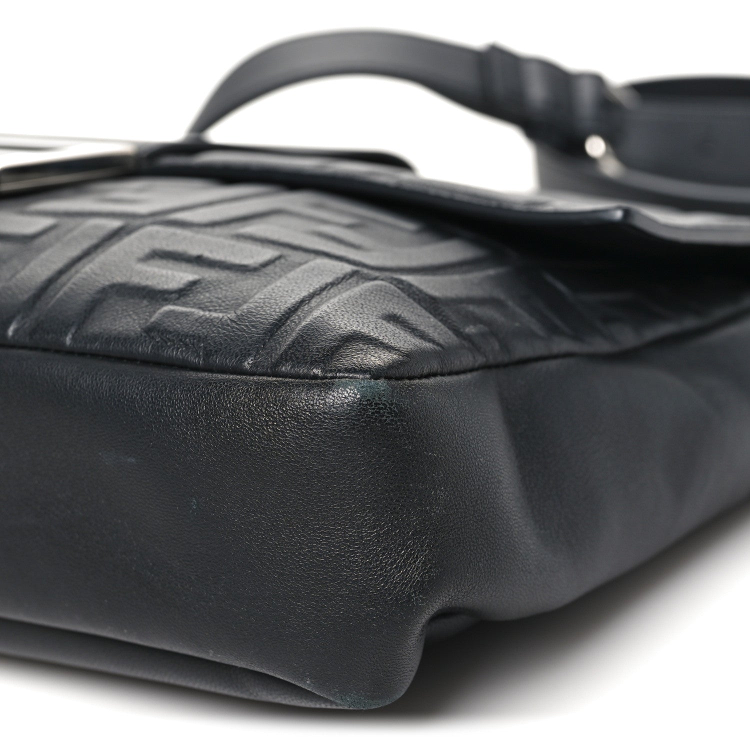 Fendi Nappa FF 1974 Embossed Large Baguette Black 10 of 11