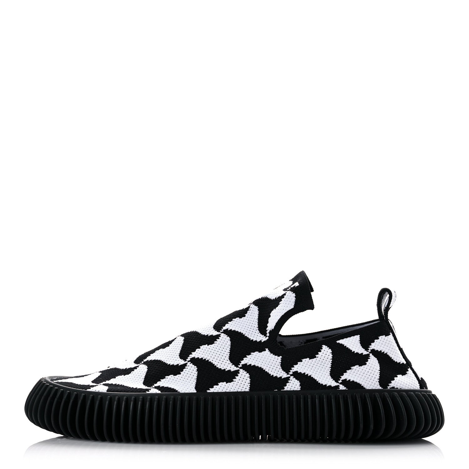 Bottega Veneta Technical Knit Mens Ripple Slip On Sneakers 43 Black Optic White 1 of 8