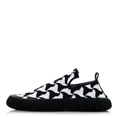 Bottega Veneta Technical Knit Mens Ripple Slip On Sneakers 43 Black Optic White 1 of 8