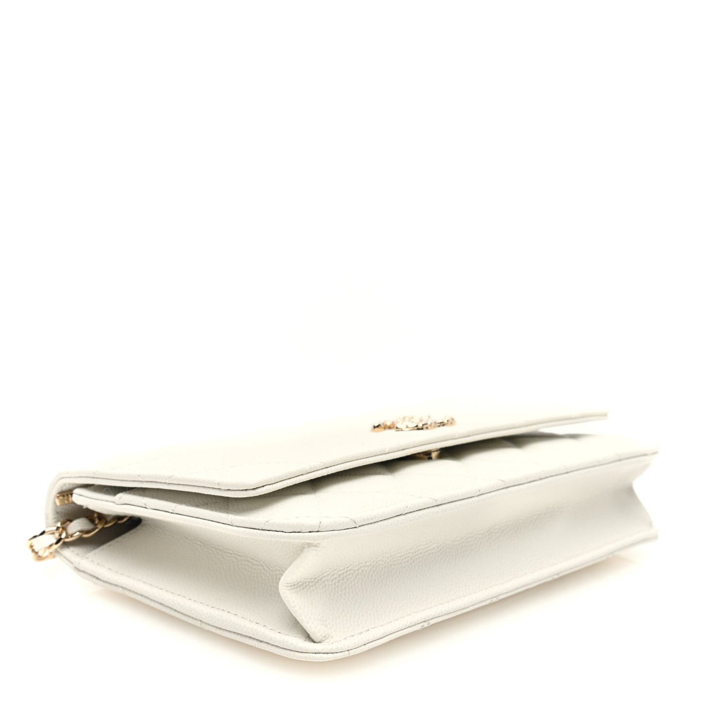 Caviar Quilted Chain CC Quilted Wallet On Chain WOC White