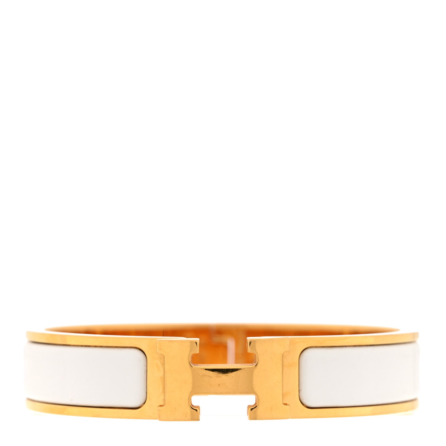 Enamel Narrow Clic Clac H Bracelet PM White