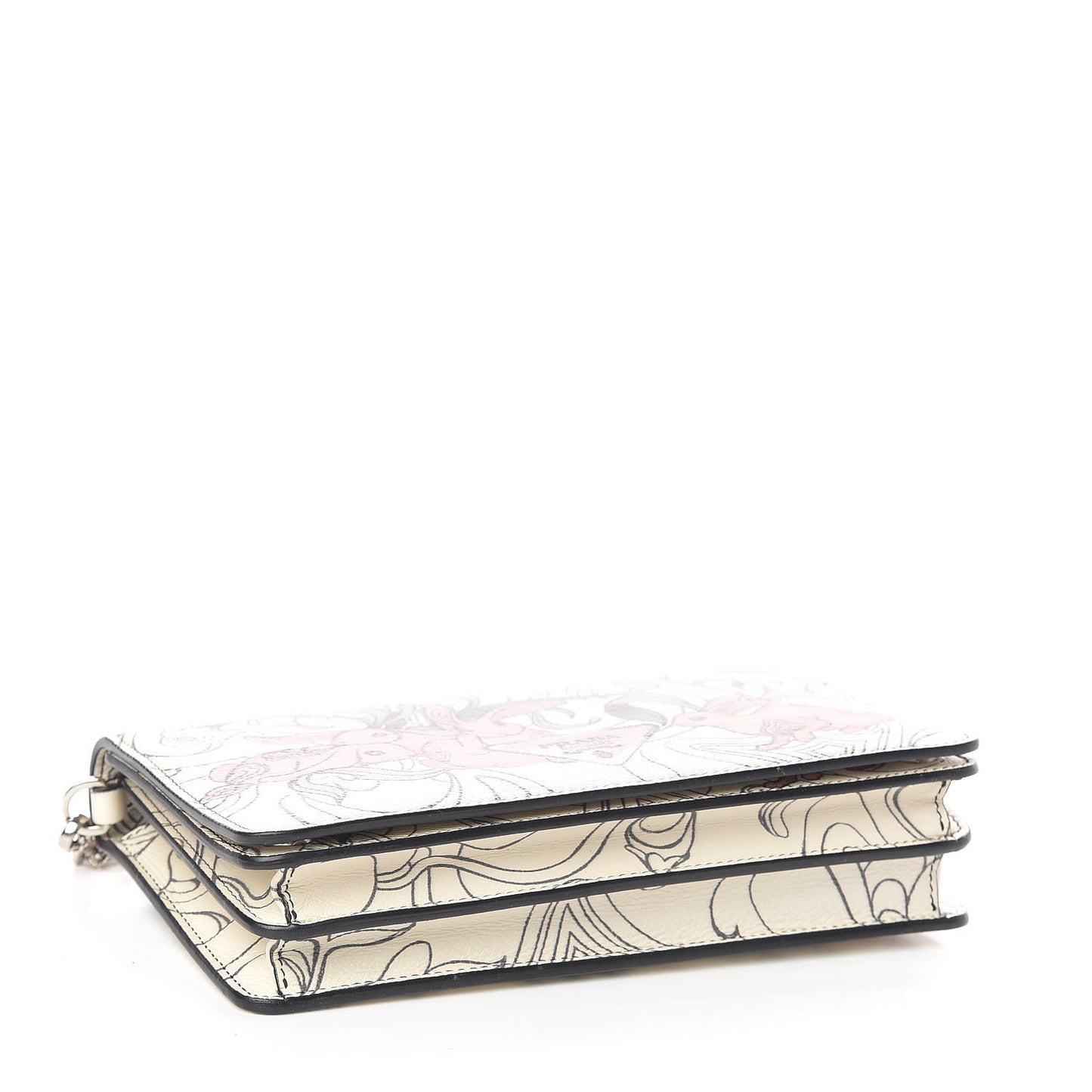 X JAMES JEAN Glace Calfskin Rabbit Print Wallet On Chain Opaline