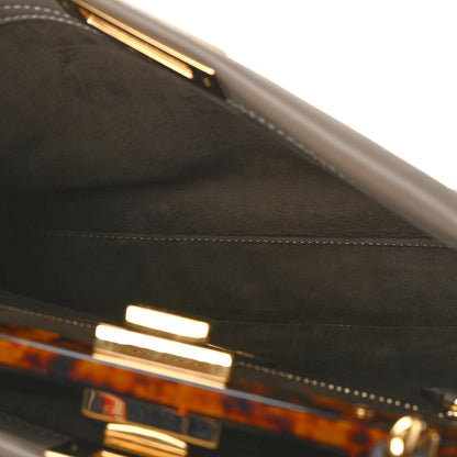 Fendi Vitello Seta Plexiglass Tortoise Medium Peekaboo Iconic Satchel Tortora 6 of 9