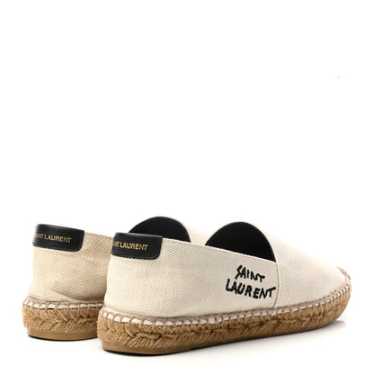 Saint Laurent Canvas Elba Logo Embroidered Espadrilles 38 Panna 4 of 8
