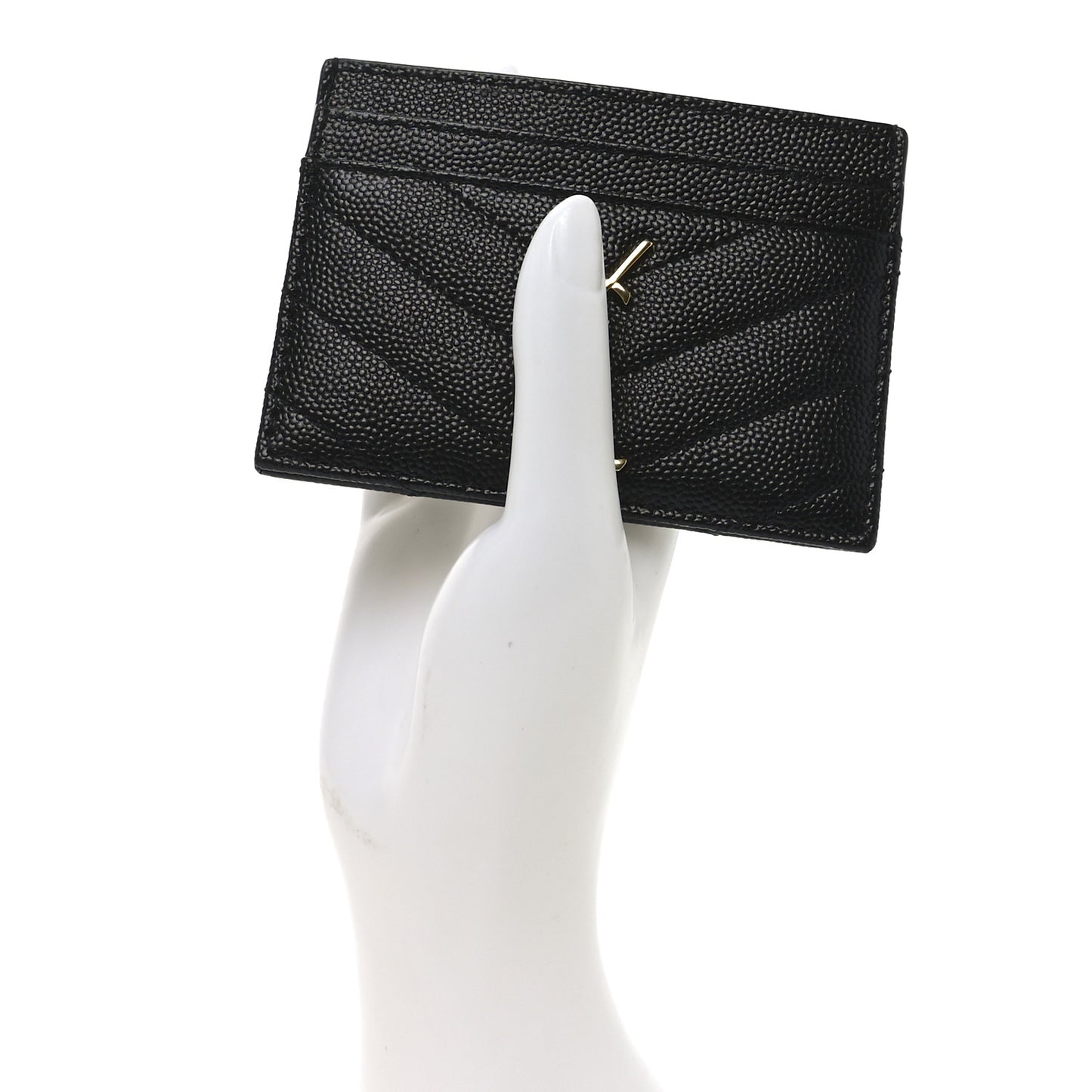 Grain De Poudre Matelasse Chevron Monogram Credit Card Case Black