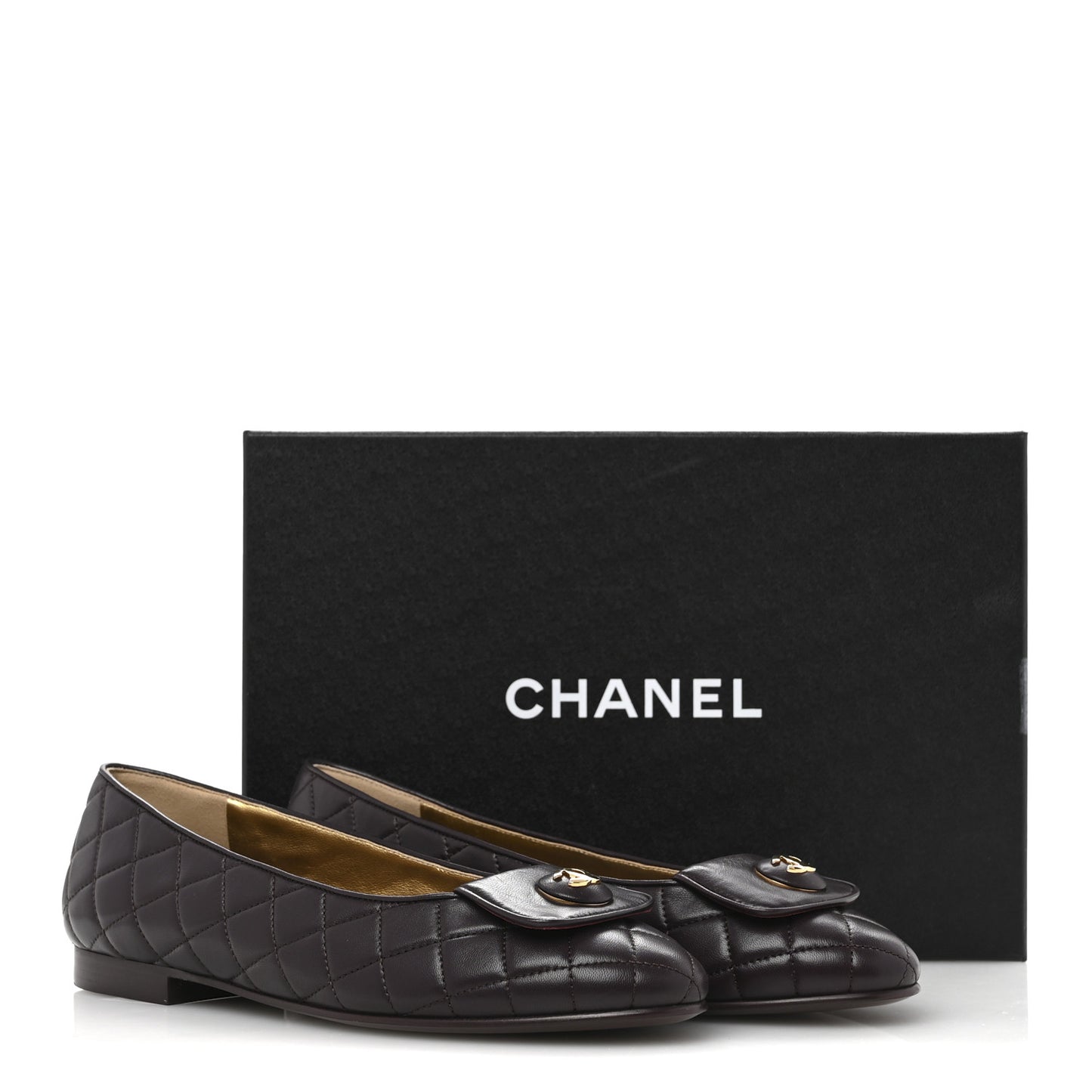 Lambskin Quilted CC Ballerina Flats 40 Dark Purple